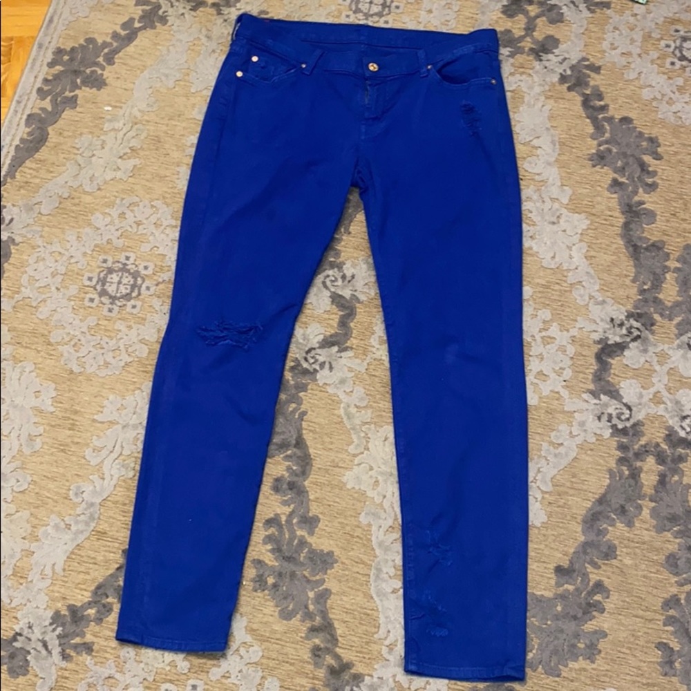 The Slim Cigarette in Electric Blue Destroyed